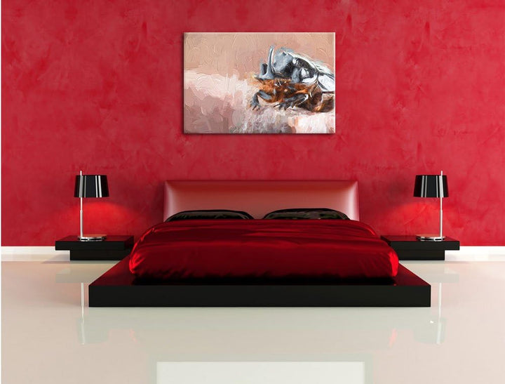 Pixxprint Nashornkäfer Porträt Kunst Pinsel Effekt, Format: 100x70 auf Leinwand, riesige Bilder fert