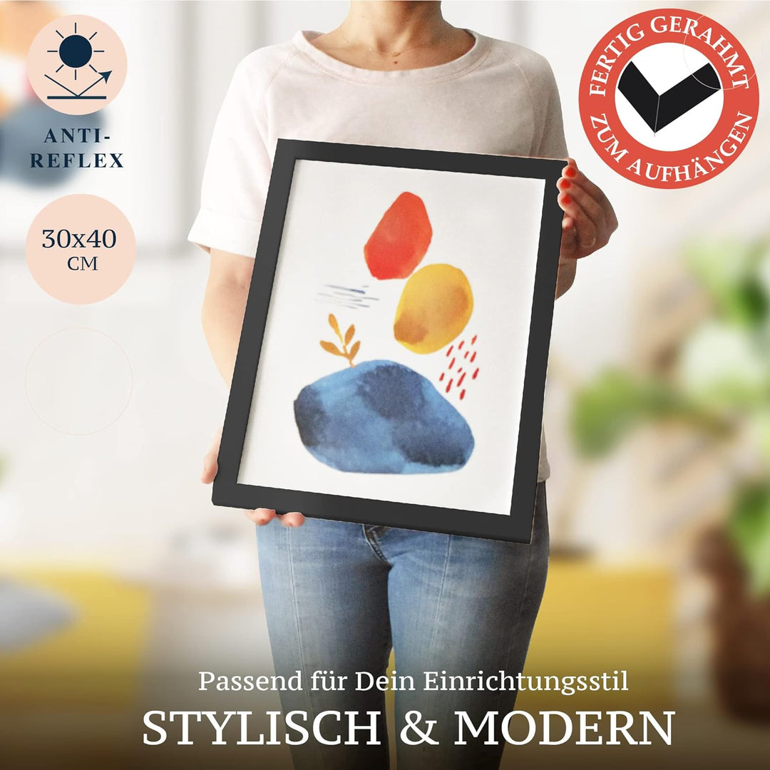 LENI LOTTE MIT RAHMEN | AUFHÄNGFERTIG | Premium Poster Bilder Set Wandbilder Wohnzimmer Bild Wanddek