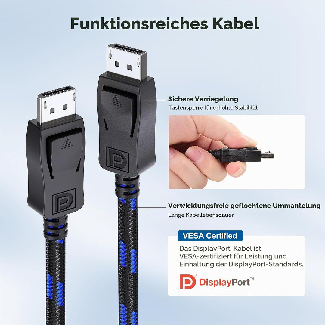 Cable Matters [VESA-zertifizierte] geflochtene 8K DisplayPort 1.4 Kabel 3m (DisplayPort Kabel 1.4, D