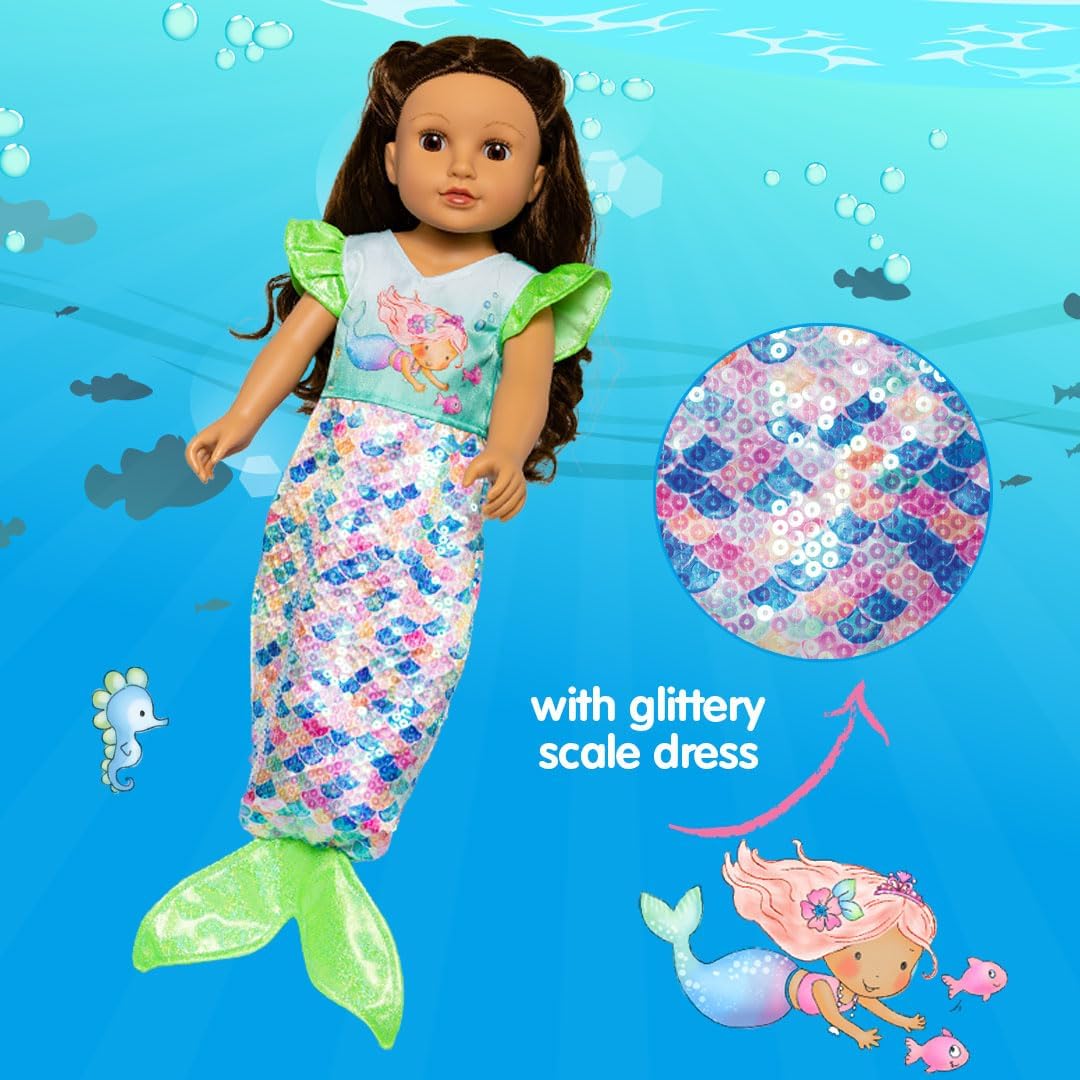 Heless 2320 - Puppenkleidung im Design Meerjungfrau Yara, Kleid mit glitzernden Pailletten für Puppe