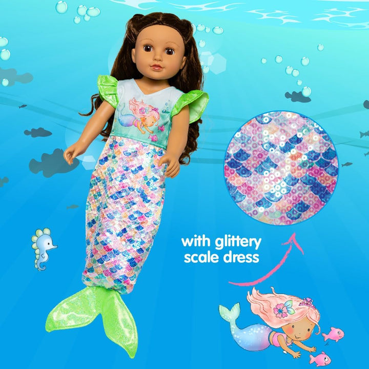 Heless 2320 - Puppenkleidung im Design Meerjungfrau Yara, Kleid mit glitzernden Pailletten für Puppe