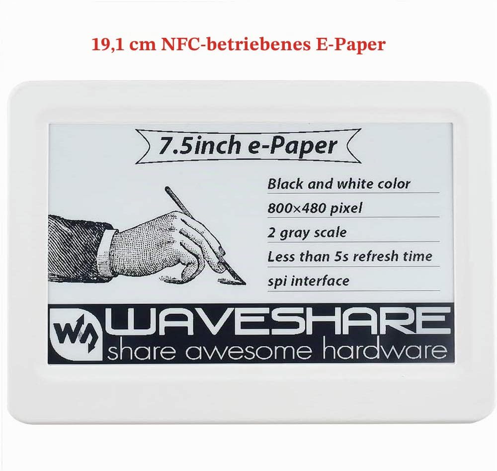 IBest 7.5inch Passive NFC-Powered e-Paper Black/White e-Ink Display, No Battery Required, Wireless P