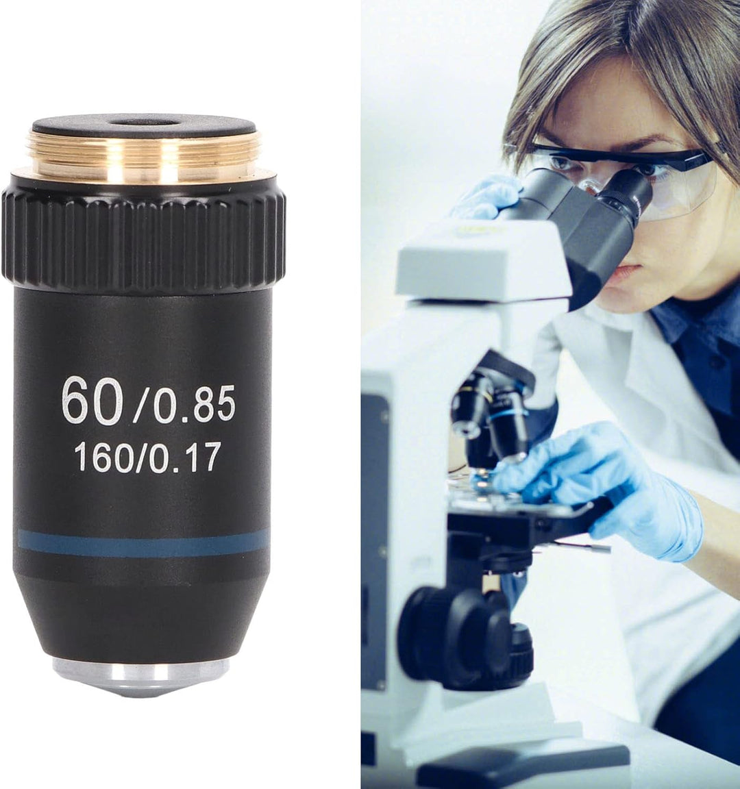 BRRNOO 60x Achromatisches Mikroskopobjektiv für Biologische Mikroskope, Hochleistungs-Objektivlinse