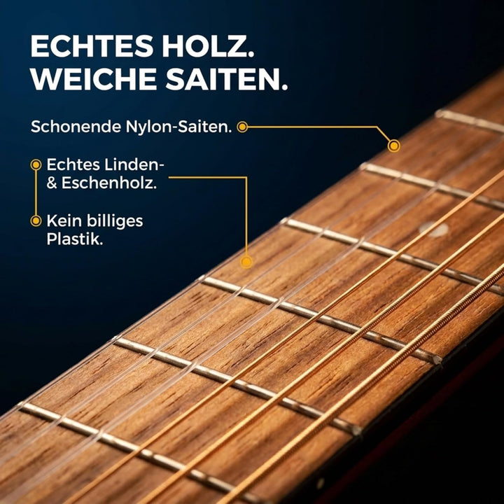 Music Alley Klassische 34-Zoll Junior-akustikgitarre für Kinder natur, natur