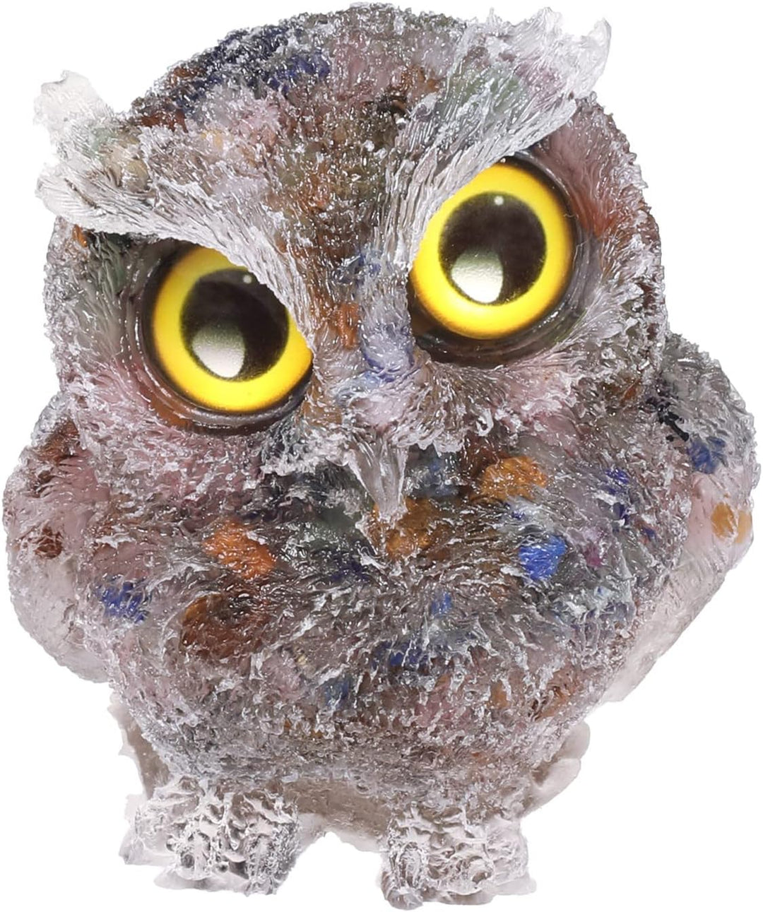 KYEYGWO Mischstein Nette Kristall Eule Figur Ornamente, Mini Stein Käuzchen Statuen Harz Tier Skulpt