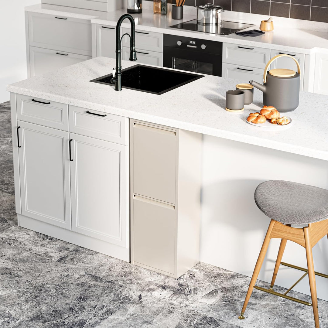 [en.casa] Mülltrennsystem Sollentuna Mülleimer 2 Fächer Küche 2 x 14 L Abfalleimer Müllschrank schma