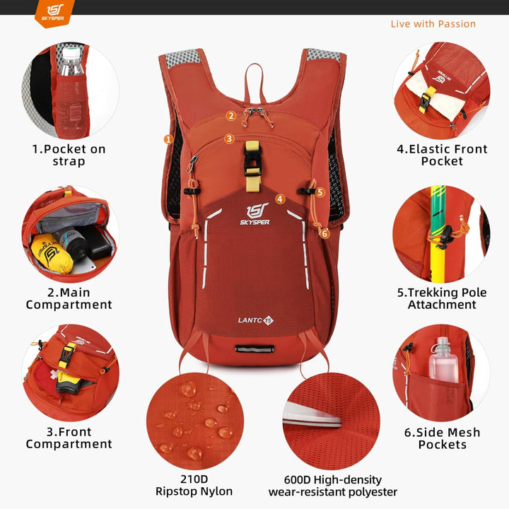 SKYSPER Wanderrucksack Rucksack Herren Klein Tagesrucksack Leichter Trekkingrucksack für Wandern Tag