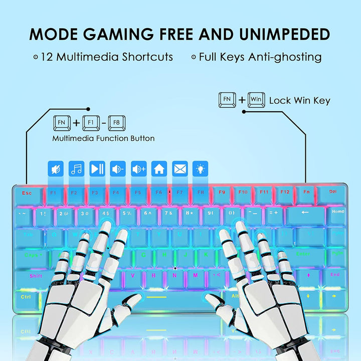 82 Tasten Kabelgebundene Gaming Mechanische Tastatur &amp; Adapter, 80% Rainbow LED Hintergrundbeleuchtu