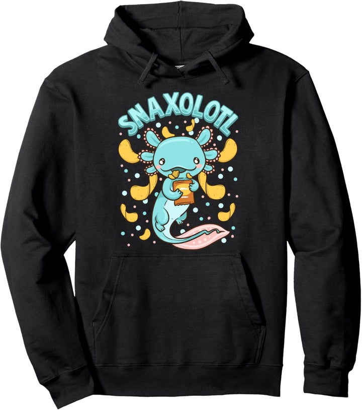 Cute & Funny Snaxolotl Adorable Snacking Axolotl Pullover Hoodie