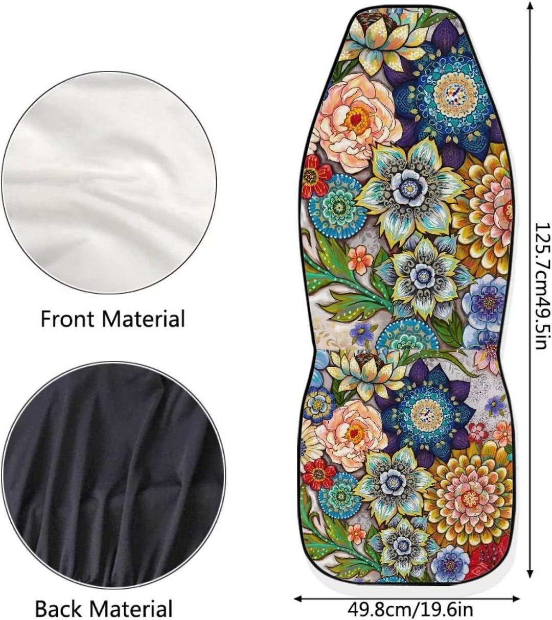 TOADDMOS farbenfroher Boho-Blumenmuster Autositzbezüge für Damen,universeller Schutz für Vordersitze