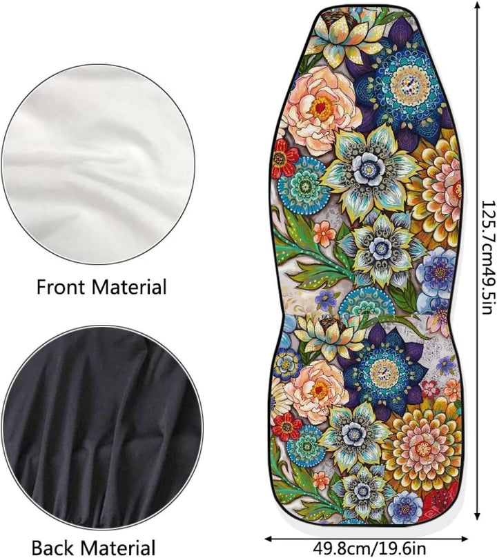 TOADDMOS farbenfroher Boho-Blumenmuster Autositzbezüge für Damen,universeller Schutz für Vordersitze