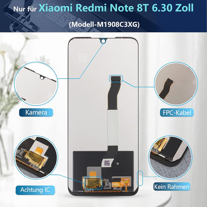 RongZy für Xiaomi Redmi Note 8T LCD Bildschirmersatz für Xiaomi Redmi Note 8T M1908C3XG Touchscreen