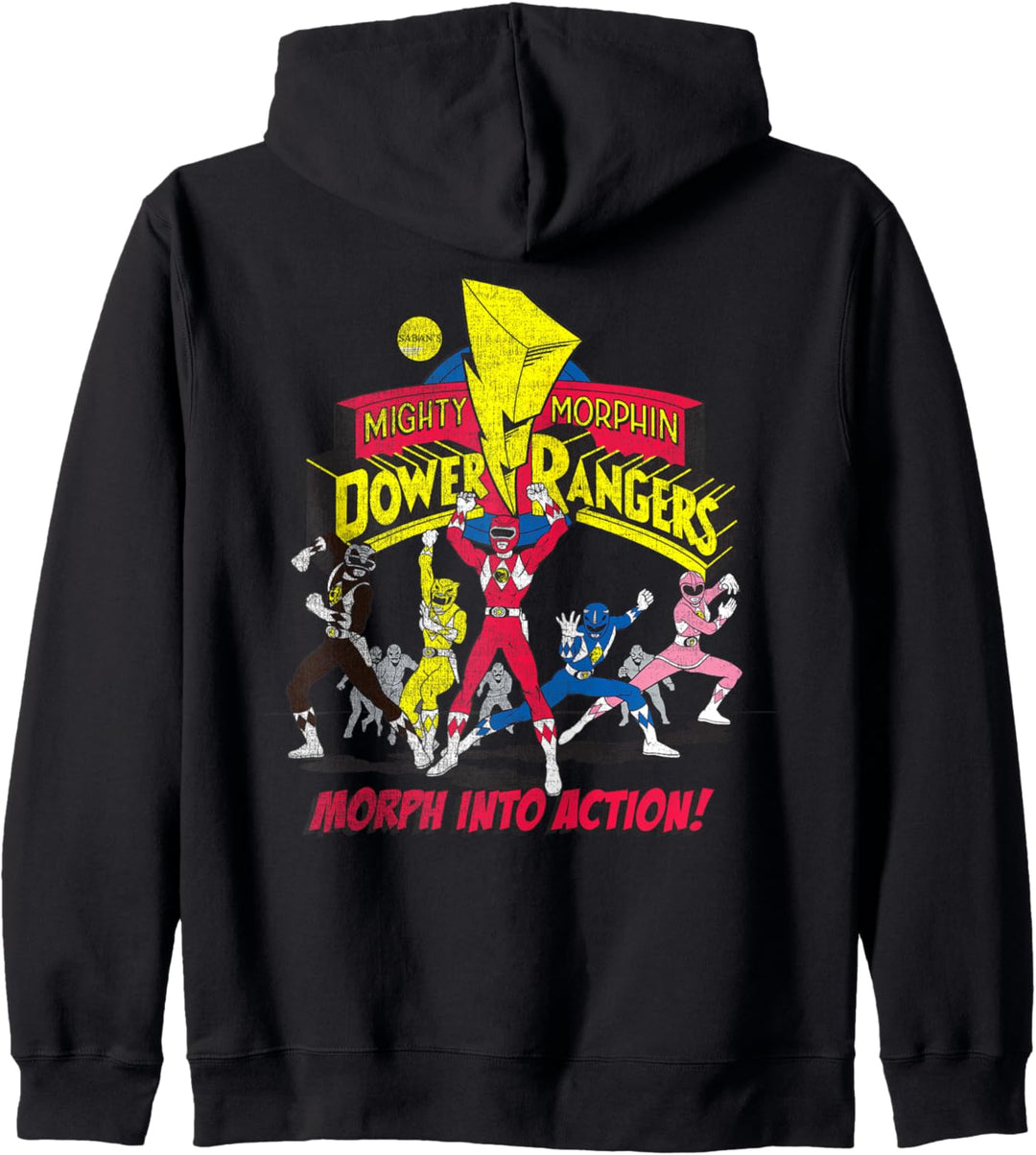 Power Rangers Logo verwandelt sich in Aktion Kapuzenjacke