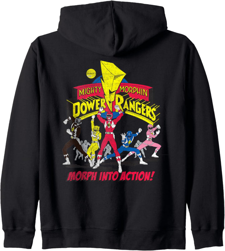 Power Rangers Logo verwandelt sich in Aktion Kapuzenjacke
