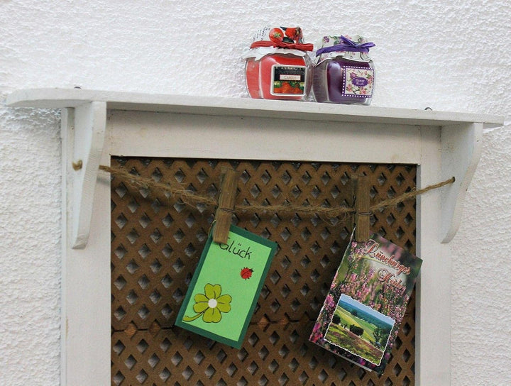 DanDiBo Wandorganizer Vintage Schlüsselbrett Holz mit Ablage Memoboard 12047 Weiss Schlüsselboard Br