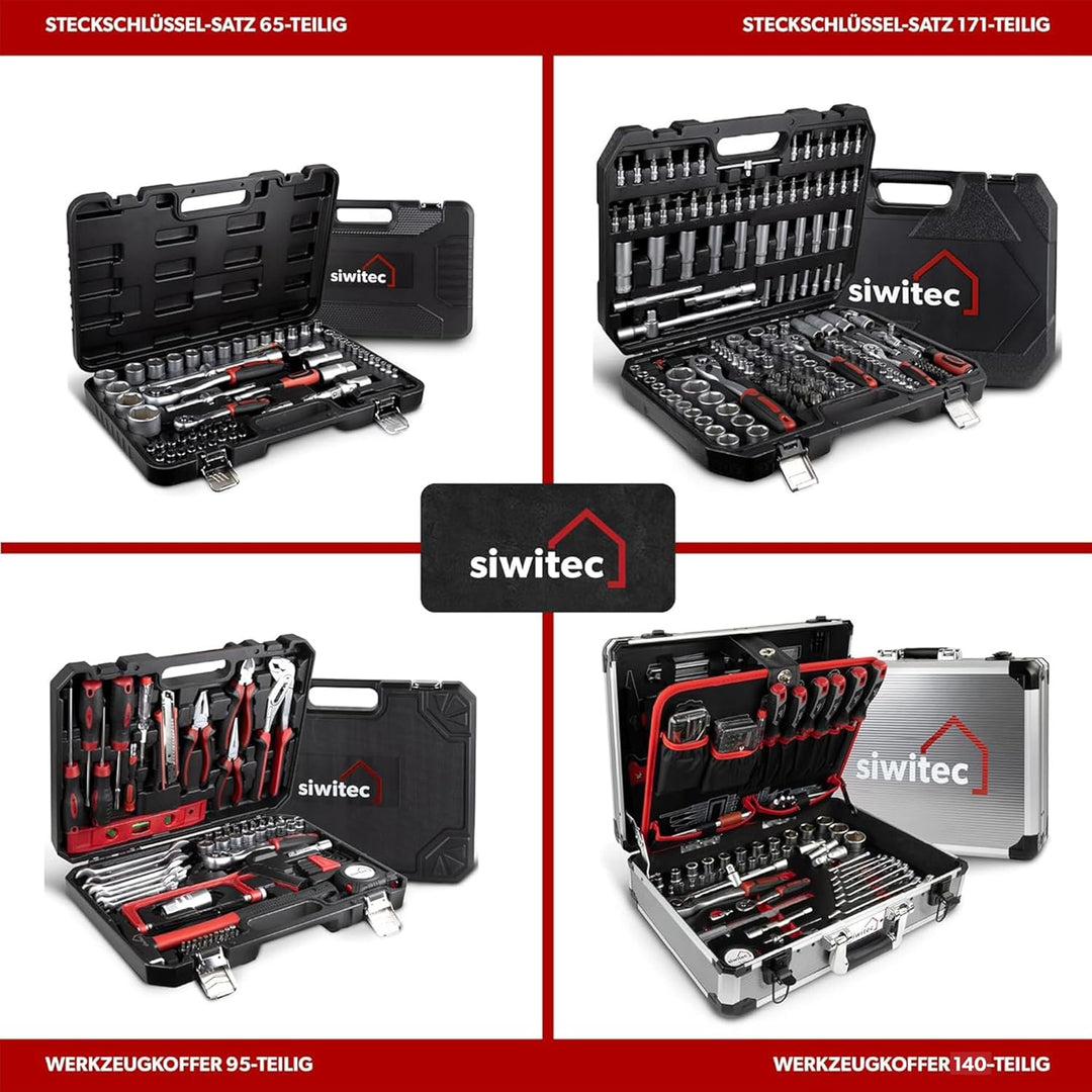 siwitec Werkzeugkoffer 139-teilig | Werkzeug Set CRV | Werkzeugkasten gefüllt mit Zangen, Schraubend