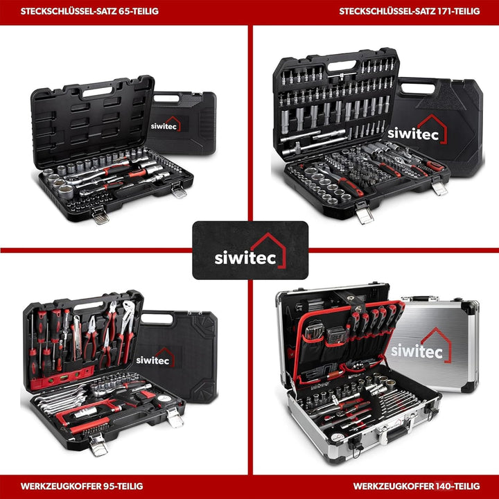 siwitec Werkzeugkoffer 139-teilig | Werkzeug Set CRV | Werkzeugkasten gefüllt mit Zangen, Schraubend