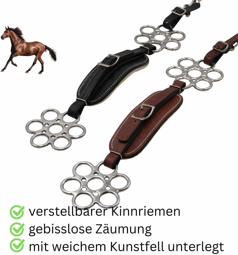 AMKA Hackamore Flora mit Flower Rad weich gepolstert gebisslose Zäumung braun, braun