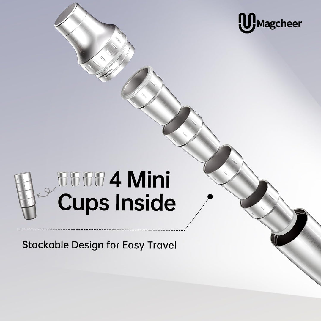 Cocktail Shaker Set mit Stapelbaren Bechern 900ml Premium Edelstahl Frostsicherer Doppelwand-Barkeep
