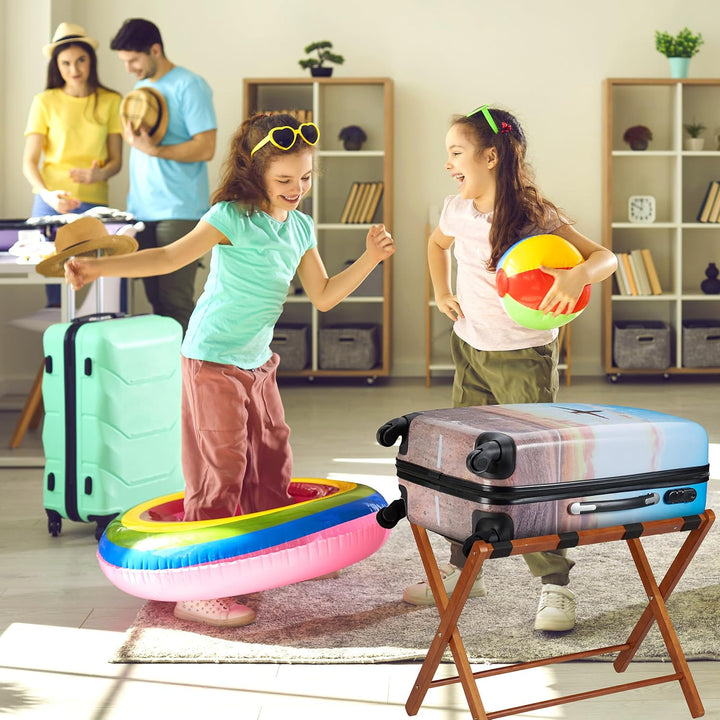 Relaxdays Kofferständer Holz, 2er Set, klappbare Gepäckablage, HxBxT: 54 x 66 x 48 cm, Kofferaufbewa