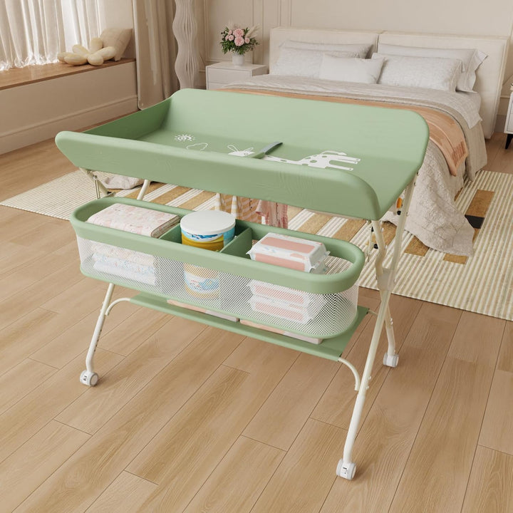 OHMG Baby Wickelkombi Mobiler Bade-Wickeltisch faltbar,klappbare Wickelkommode mobiler,Wickeltisch m