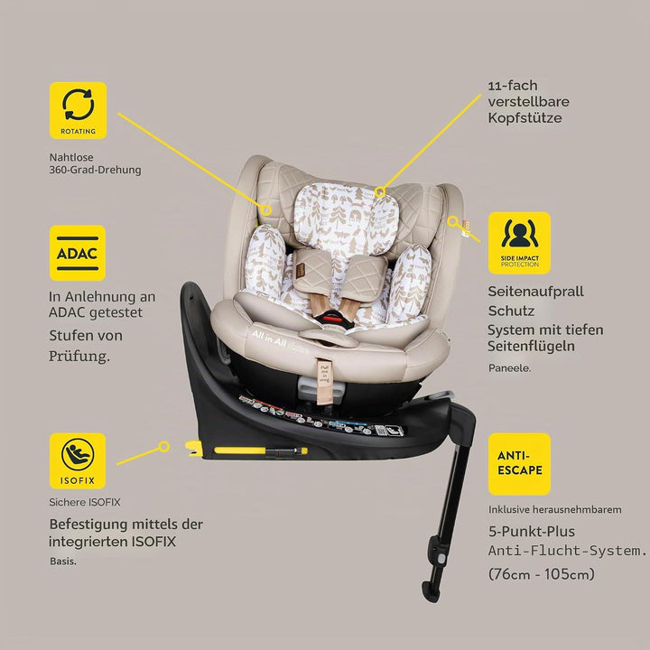 COSATTO All in All Extra i-Size 360° Spin Drehbarer Autositz - 360° Schwenkbar, Gruppe 0+123, 0-36 k