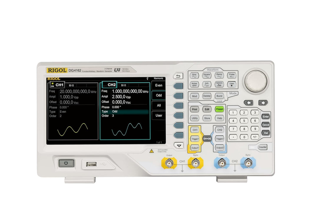 RIGOL DG4162 Funktionsgenerator, 160 MHz, 500 MSa/s, 2 Kanäle, -115 dBc/Hz Phasenrauschen, 14 Bit, 3