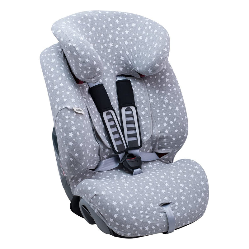 JYOKO Kids Bezug für Autositz kompatibel mit Romer Advansafix, Evolva IV M, aus Baumwolle (White Sta