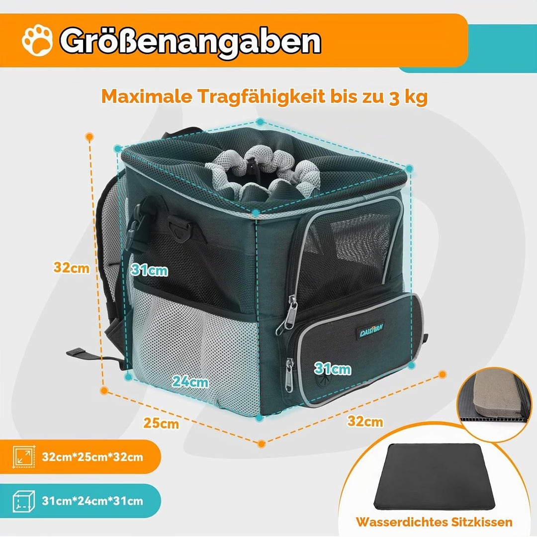Hundefahrradkorb bis 3KG mit Lenkeradapter Φ53mm, Hundekorb Fahrrad Vorne Rucksack Schultertasche Au