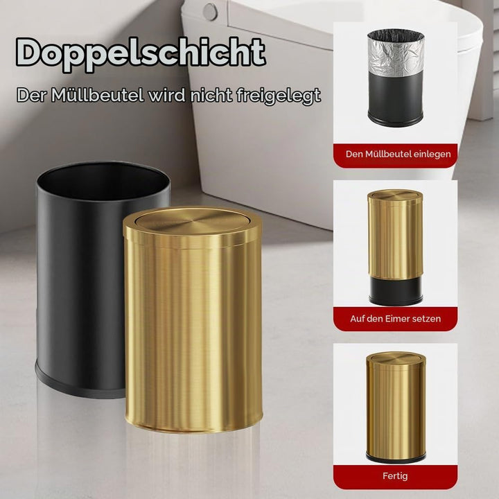 Der abfalleimer im goldenen bad,Die mülltonnen im doppelbad sind umgekippt，Die mülltonne der retro-b