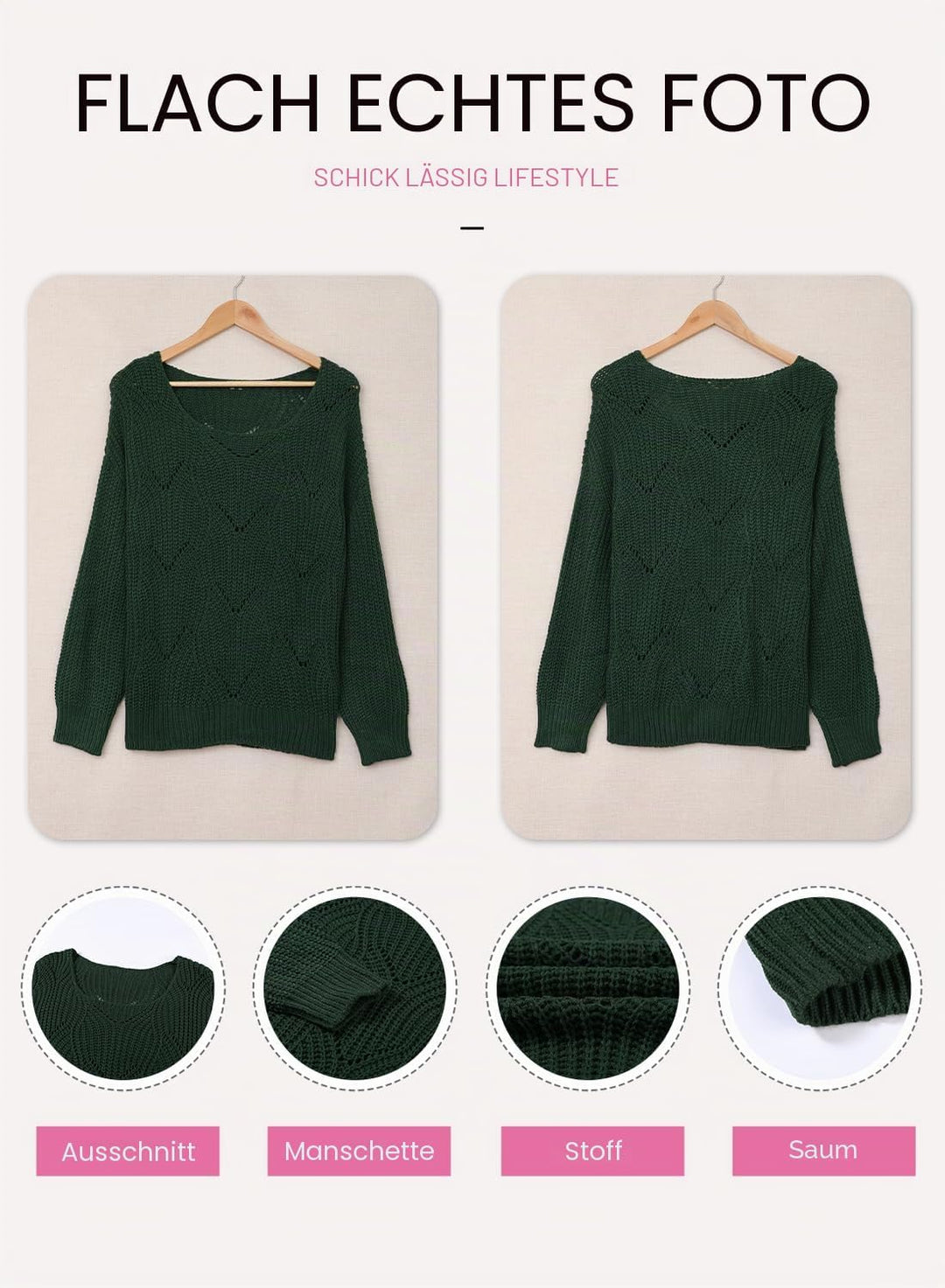 Dokotoo Damen Strickpullover Elegant Rundhals Pullover Herbst Winter Einfarbiger Pulli Oberteil Swea