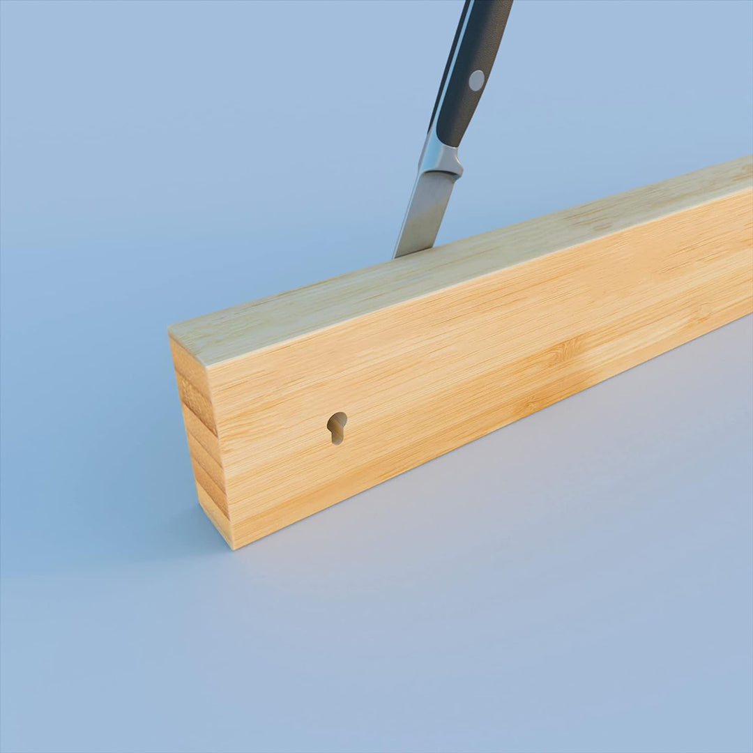 COM-FOUR® Messer Magnetleiste aus Bambus zur Wandmontage - Messerleiste magnetisch - Magnetischer Me