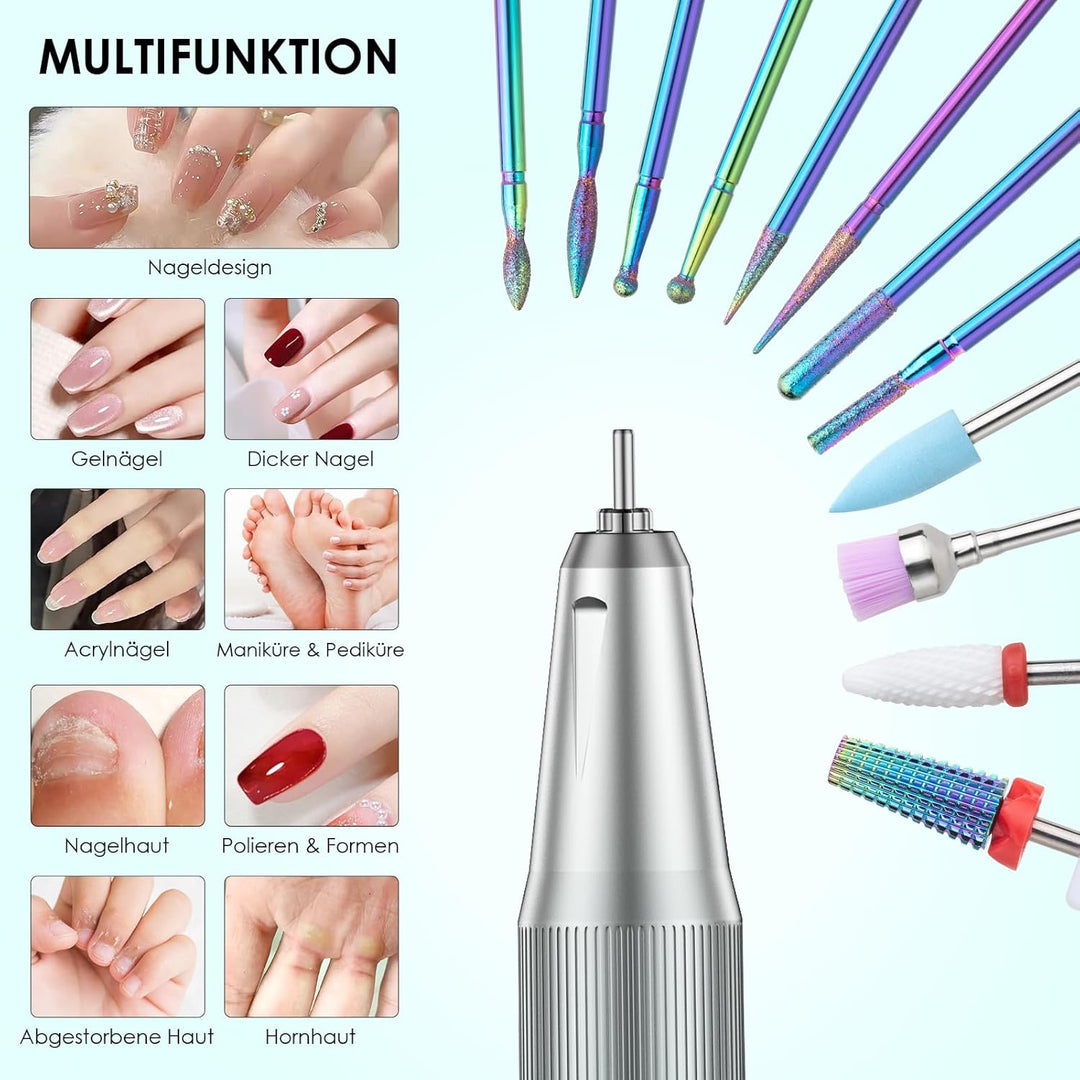 HOMEASY Nagelfräser Elektrisch Profi Maniküre Pediküre Set 16 IN 1 Nagelfeile 40000 U/Min Tragbar Fr