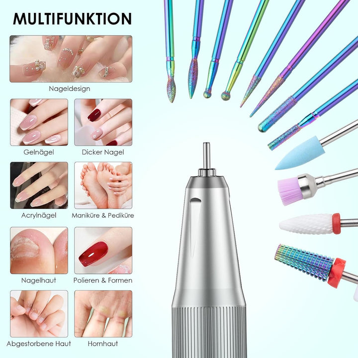 HOMEASY Nagelfräser Elektrisch Profi Maniküre Pediküre Set 16 IN 1 Nagelfeile 40000 U/Min Tragbar Fr