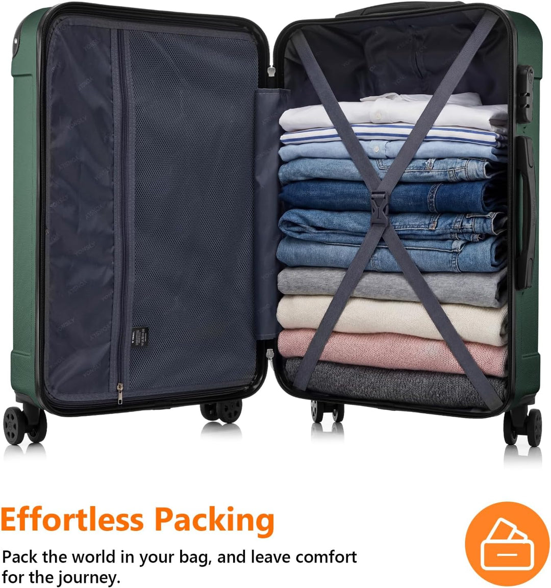 Gepäck Suitcase Reisekoffer, Trolley Rollkoffer Handgepäck, Hartschalenreisekoffer mit 360° Lenkroll