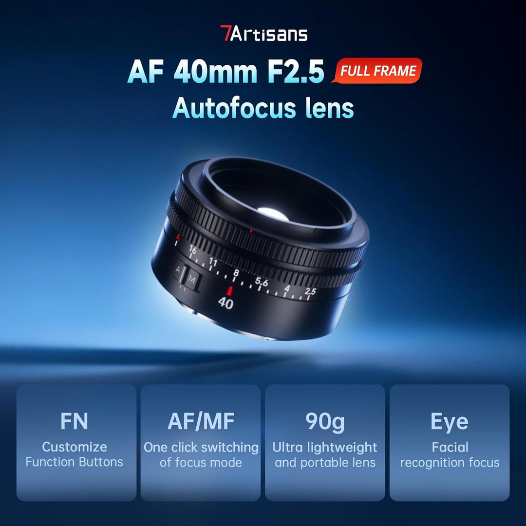 7artisans AF 40mm F2.5 Vollformatobjektiv für E-Mount,90g, automatischer/manueller Fokus,Erkennung d