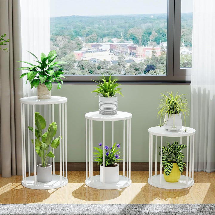 HDANI Rund Pflanzenständer Metall 35cm,Solider und Robuster Blumenständer für Wohnzimmer, Garten,Bal