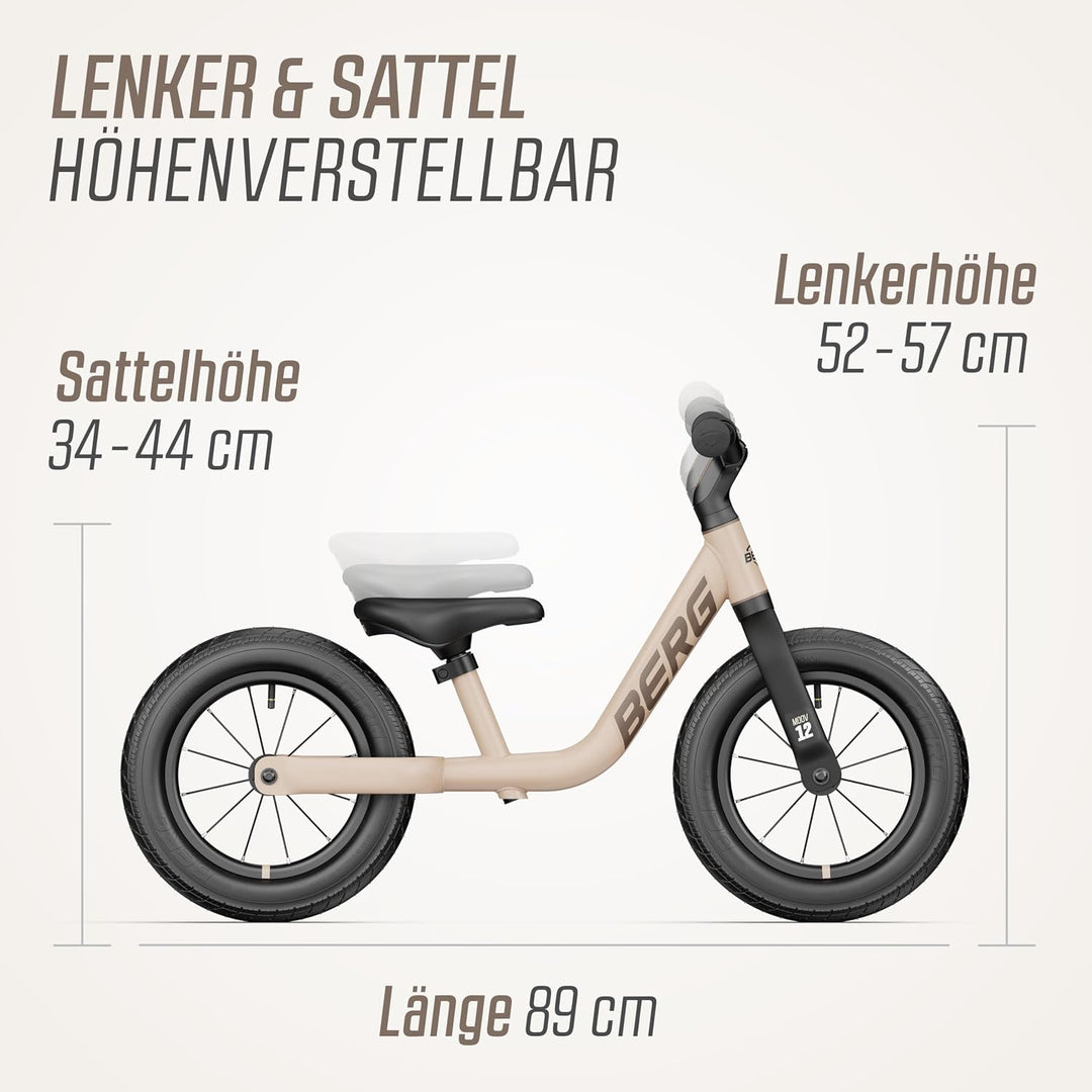 BERG MOOV 12 Laufrad | ab 2,5 Jahre | 12 Zoll | Lauflernrad bis 30 kg mit Luftreifen | Lenkrad und S