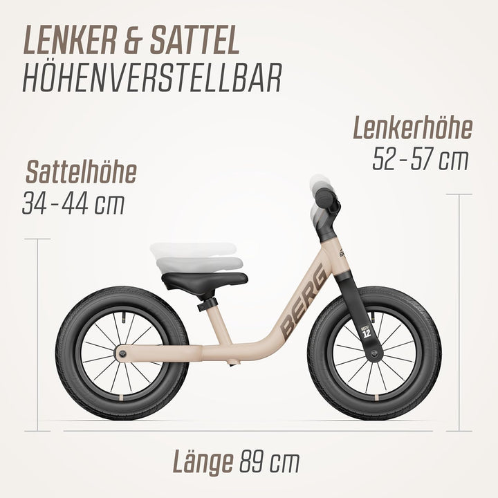 BERG MOOV 12 Laufrad | ab 2,5 Jahre | 12 Zoll | Lauflernrad bis 30 kg mit Luftreifen | Lenkrad und S