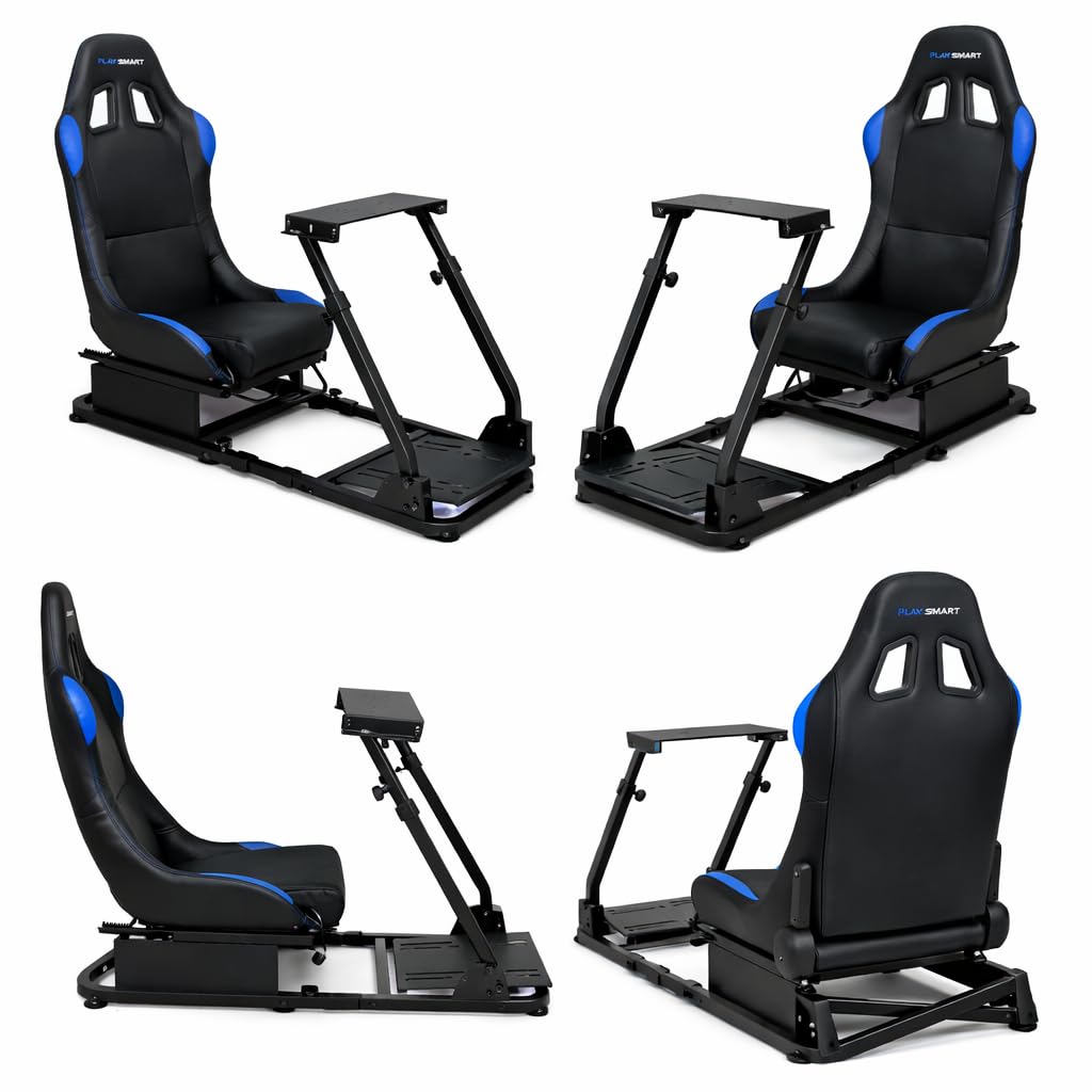 EGOTECH Smart Racing Seat Fahrsimulator mit eingebautem Sitz, zusammenklappbar, Fahrsimulator für Re