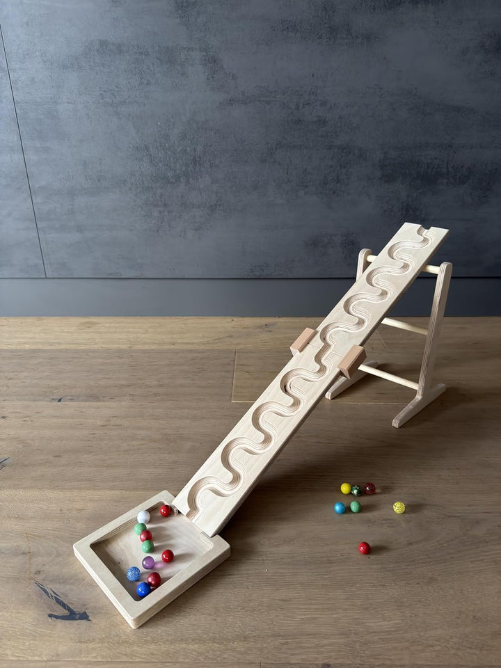 Grosses Murmelbahn-Set, Schlängelplatten inklusive Verbinder Glas Murmel Turm Auffangschale schlänge
