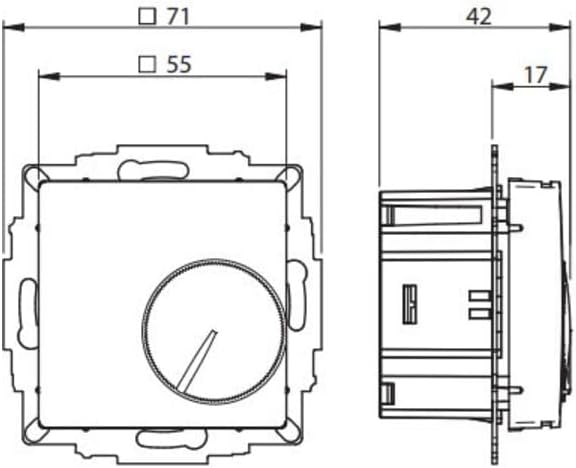 Eberle UP-Raumregler UTE 1011 (RAL 9010 glänzend, Masse 55x55, Temperatureinstellung 5-30 C, AC 230V