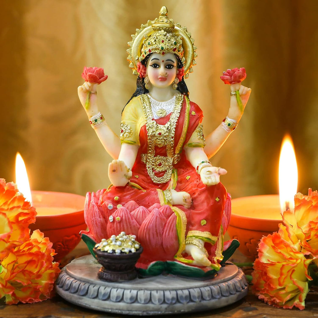 Indische Göttin Lakshmi Statue Figur – 13 cm H Lakshmi Idols Statue Murti Laxmi Staue Home Office Te