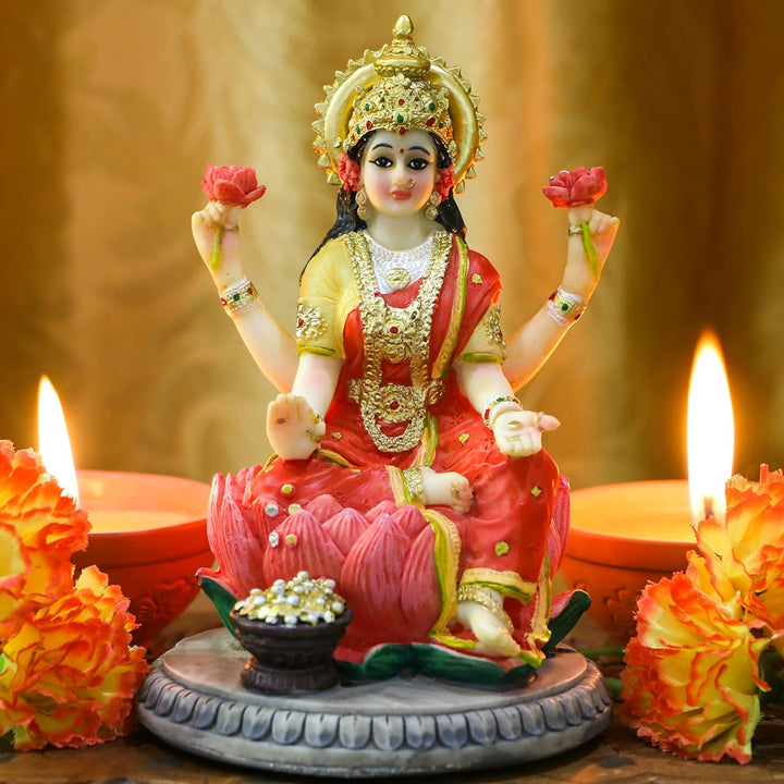 Indische Göttin Lakshmi Statue Figur – 13 cm H Lakshmi Idols Statue Murti Laxmi Staue Home Office Te