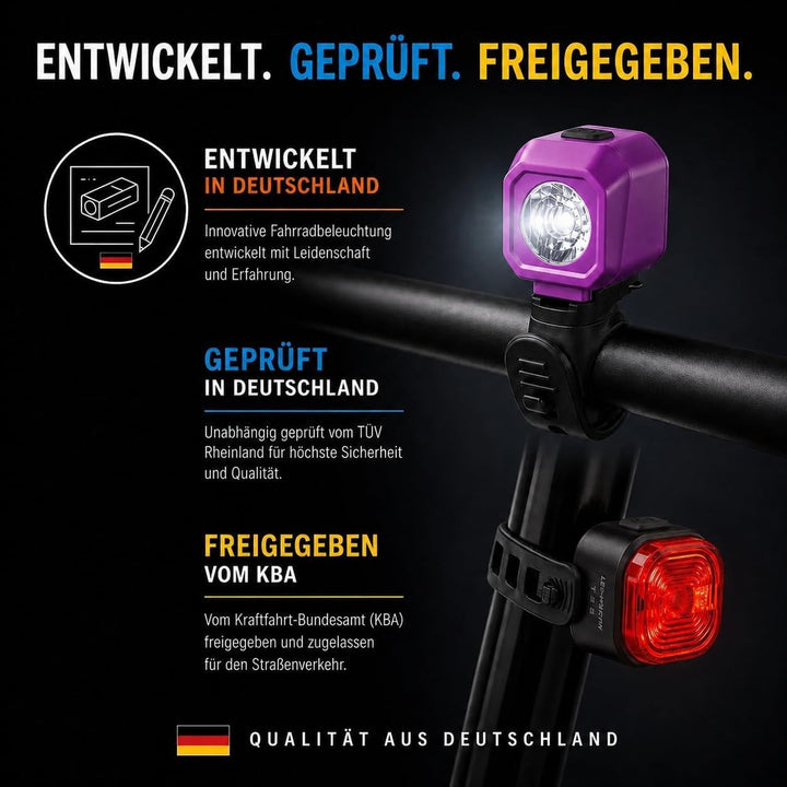 LED-MARTIN KIDDI Fahrradlicht Set, StVZO zugelassen, für Kinderfahrräder, Elektroroller & Laufräder,
