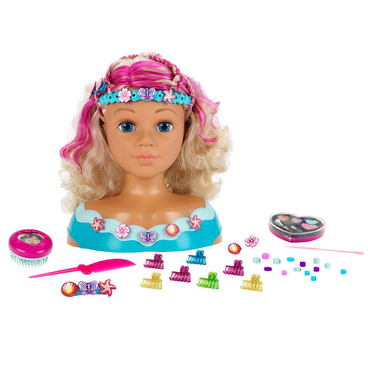 Klein Theo 5398 Princess Coralie Schmink- und Frisierkopf 'Mariella' | Mit Haarschmuck, Kosmetik u.v