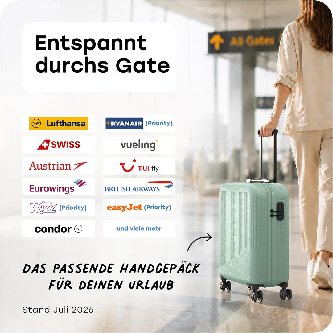 travelite 4-Rad Handgepäck Koffer klein 37 Liter, Gepäck Serie BALI: ABS Hartschalen Trolley erfüllt