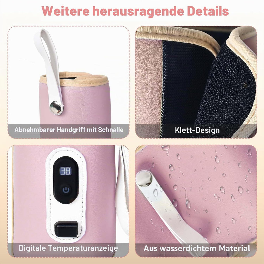 USB Tragbarer Babyflaschenwärmer mit LCD Display, Flaschenwärmer Baby Temperatur, Hält Flüssigkeiten