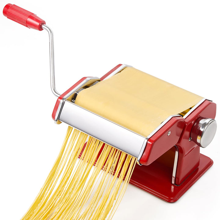 Pastamaschine aus Edelstahl, manuelle Nudelmaschine mit 9 Teigstärken & 2 Schnittbreiten für Spaghet