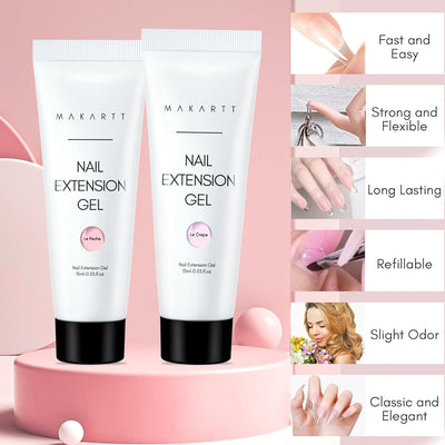 Makartt Poly Nagel Gel Set , 6 Farben Classic, Builder Gel Nagelverlängerung Gel mit Base Gel Top Co